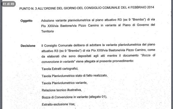 Passiamo al punto 4: variante sul PGT nella zona brembo di via pizzo camino e via bastone #opendalmine http://t.co/pVDlLJWqDH
